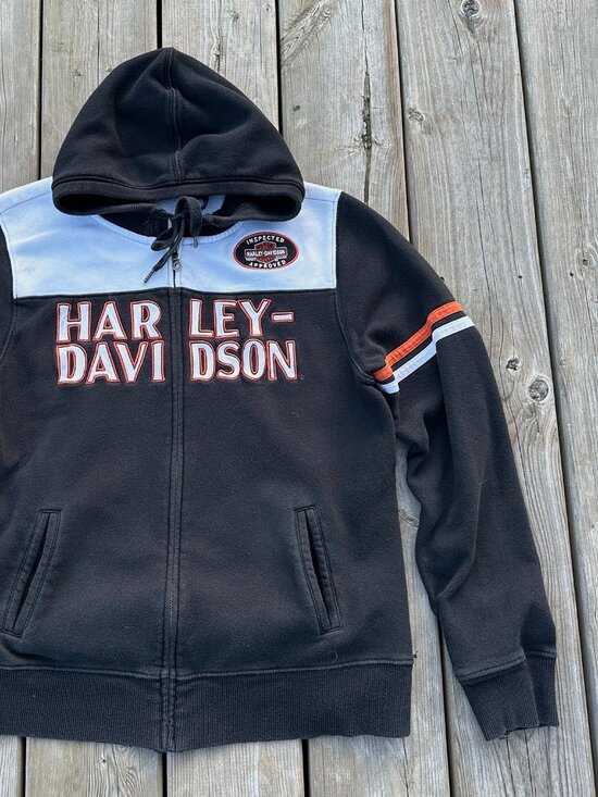 Harley-Davidson Sweaters - 2010s harley davidson zip up hoodie embroidered